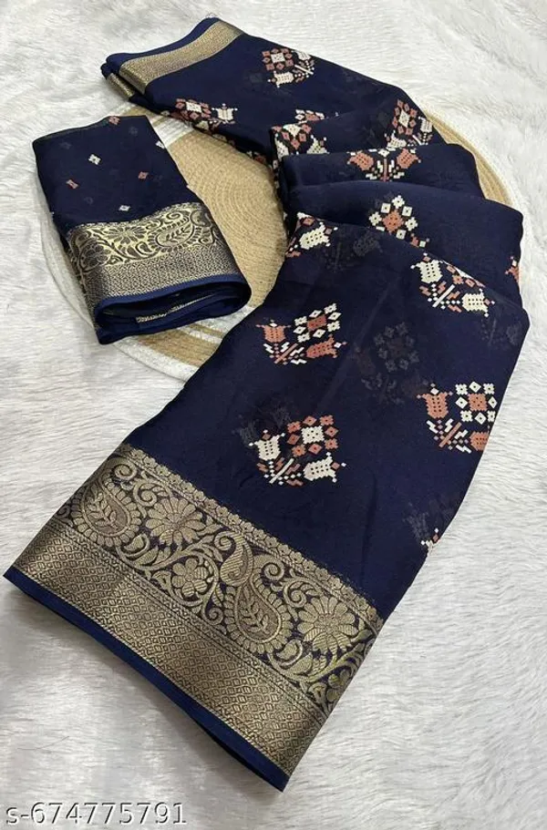Black_Premium_Moss_Crepe_With_Jacquard_Border_Saree_With_Running_Blouse_For_Women