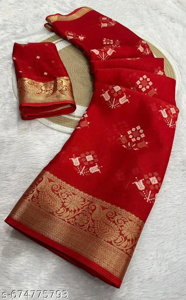 Maroon_Premium_Moss_Crepe_With_Jacquard_Border_Saree_With_Running_Blouse_For_Women