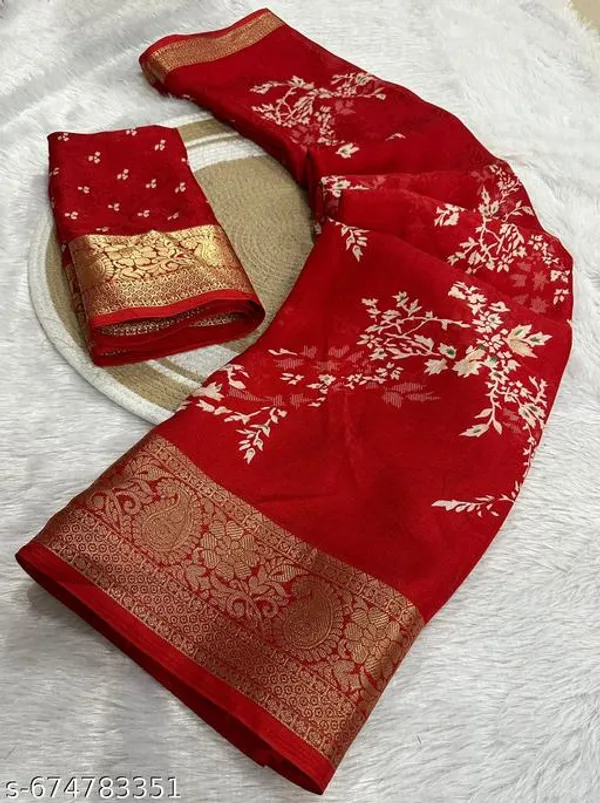 Maroon_Premium_Moss_Crepe_With_Jacquard_Border_Saree_With_Running_Blouse_For_Women
