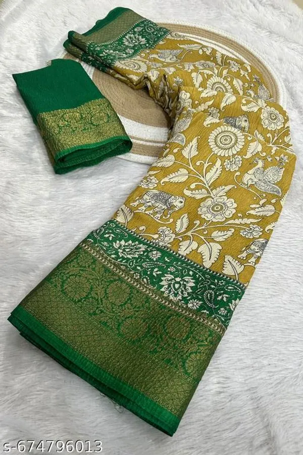 Yellow_&_Green_Premium_Dola_Silk_Saree_With_Running_Blouse_For_Women