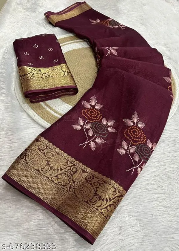 Maroon_Premium_Moss_Crepe_With_Jacquard_Border_Saree_With_Running_Blouse_For_Women