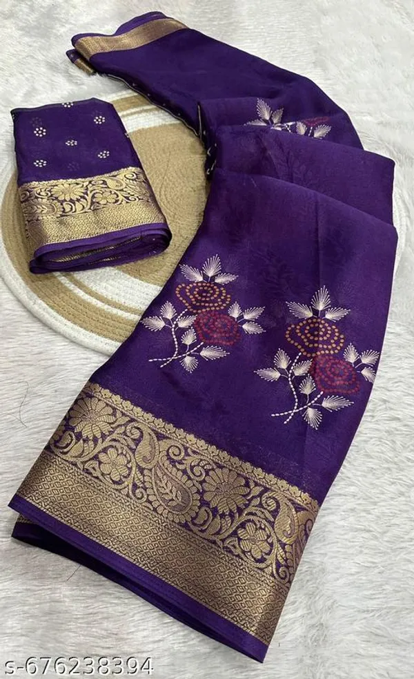 Blue_Premium_Moss_Crepe_With_Jacquard_Border_Saree_With_Running_Blouse_For_Women