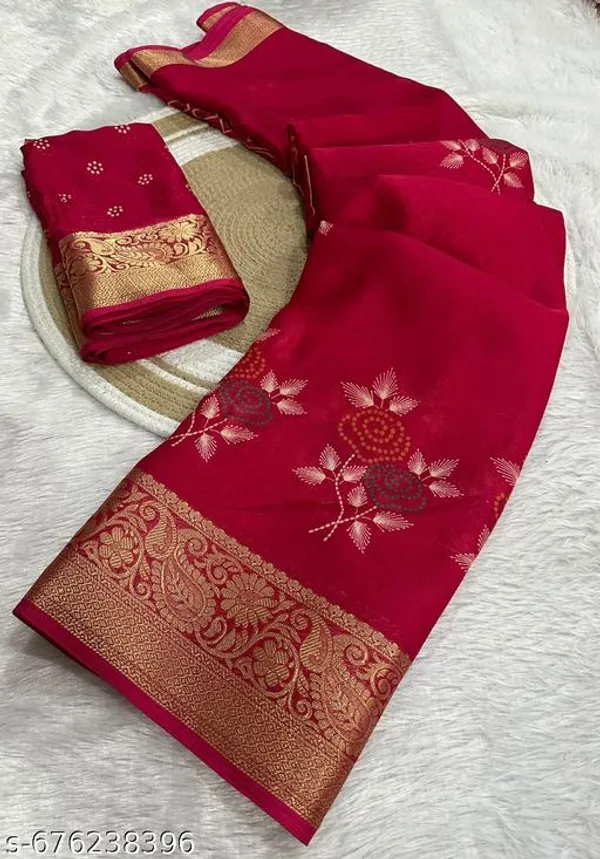 Maroon_Premium_Moss_Crepe_With_Jacquard_Border_Saree_With_Running_Blouse_For_Women
