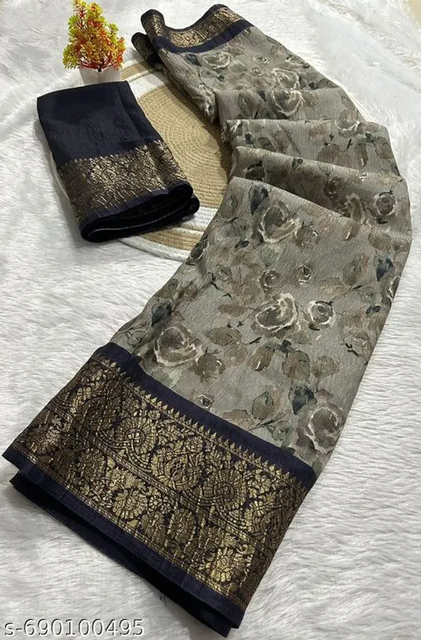 Grey_Premium_Dola_Silk_Saree_With_Running_Blouse_For_Women