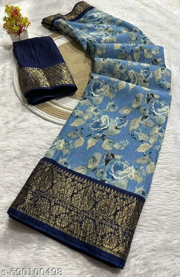 Blue_Premium_Dola_Silk_Saree_With_Running_Blouse_For_Women
