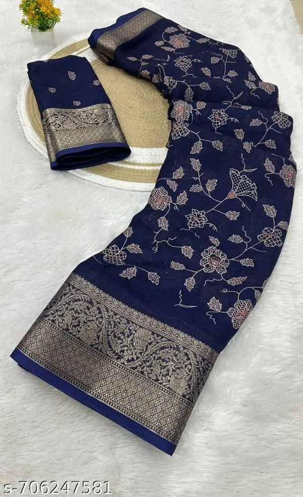 Blue_Premium_Moss_Crepe_With_Jacquard_Border_Saree_With_Running_Blouse_For_Women