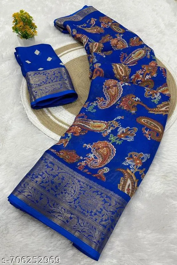 Blue_Premium_Moss_Crepe_With_Jacquard_Border_Saree_With_Running_Blouse_For_Women