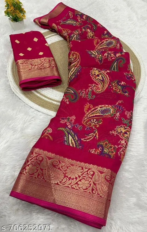 Maroon_Premium_Moss_Crepe_With_Jacquard_Border_Saree_With_Running_Blouse_For_Women