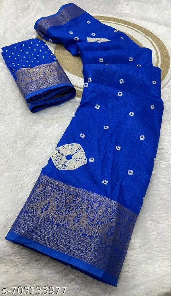 Blue_Premium_Dola_Silk_Saree_With_Running_Blouse_For_Women