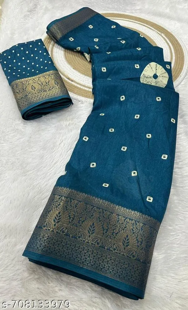 Blue_Premium_Dola_Silk_Saree_With_Running_Blouse_For_Women