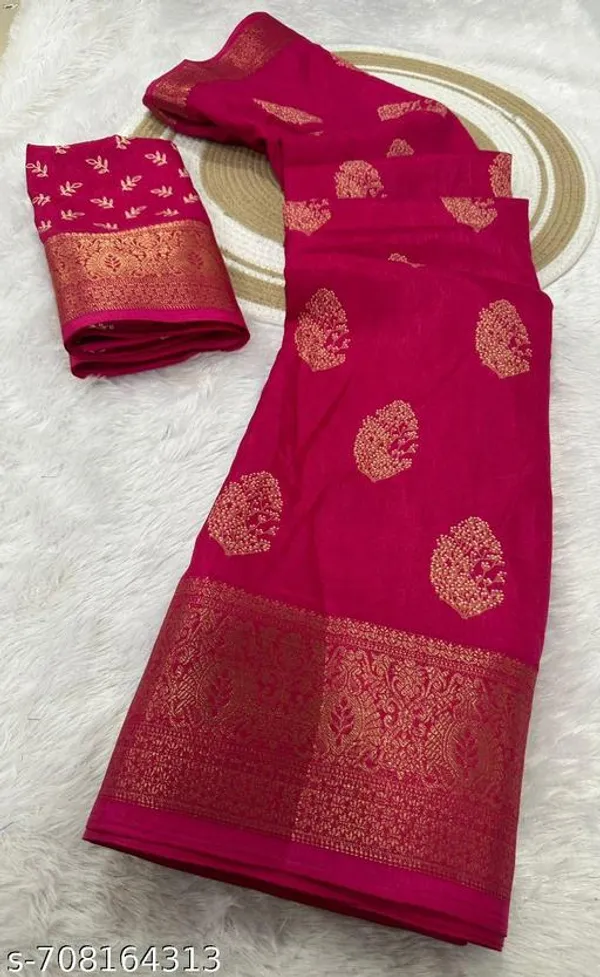 Maroon_Premium_Dola_Silk_Saree_With_Running_Blouse_For_Women
