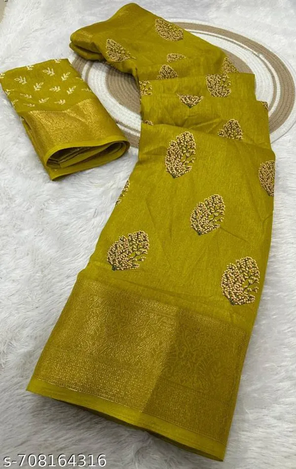 Gold_Premium_Dola_Silk_Saree_With_Running_Blouse_For_Women