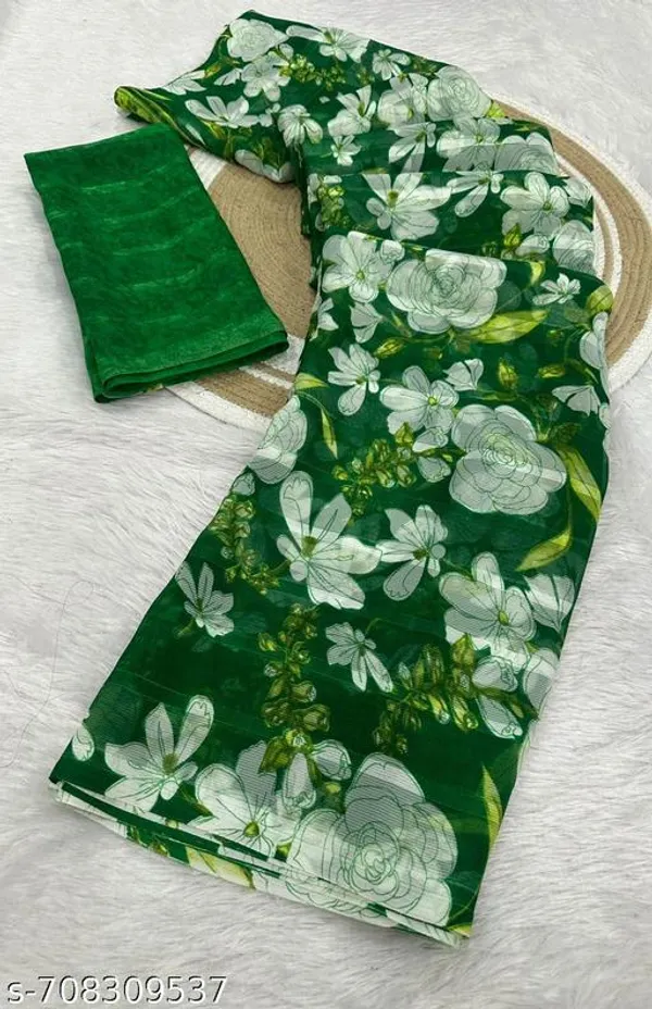 Green_Premium_Chiffon_Saree_With_Running_Blouse_For_Women
