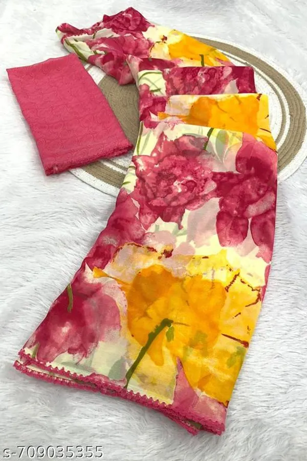 Multicolor_Premium_Chiffon_Saree_With_Running_Blouse_For_Women