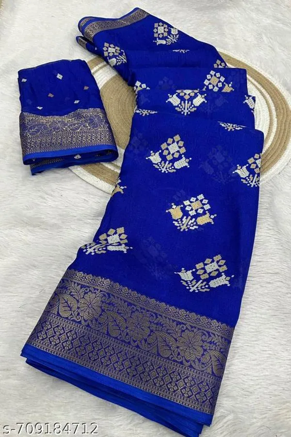 Blue_Premium_Moss_Crepe_With_Jacquard_Border_Saree_With_Running_Blouse_For_Women