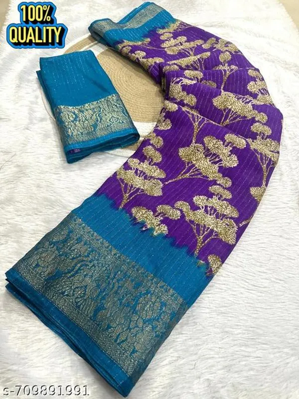 Blue_Premium_Dola_Silk_Saree_With_Running_Blouse_For_Women