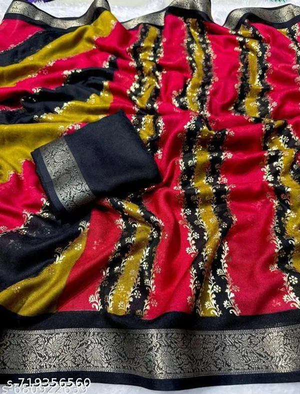 Multicolor_Premium_Chiffon_Saree_With_Running_Blouse_For_Women
