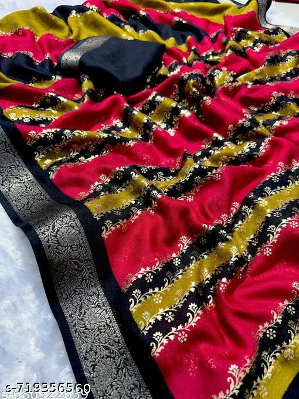 Multicolor_Premium_Chiffon_Saree_With_Running_Blouse_For_Women