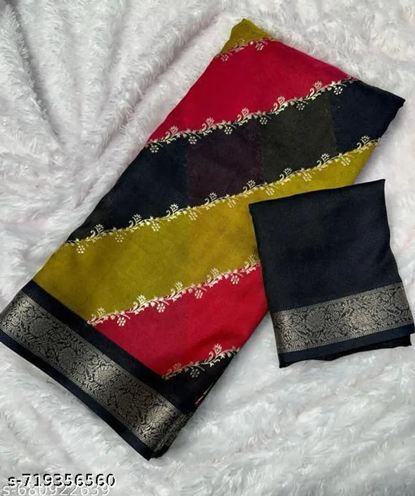 Multicolor_Premium_Chiffon_Saree_With_Running_Blouse_For_Women