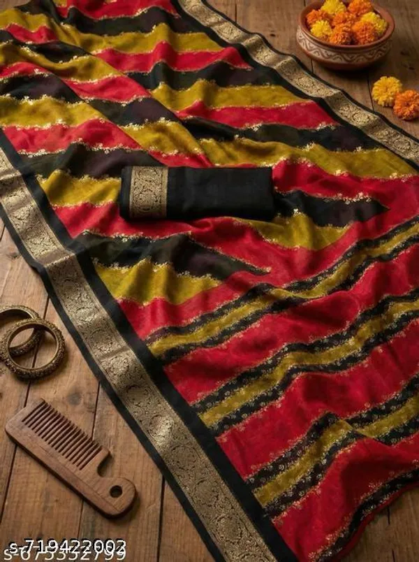 Multicolor_Premium_Moss_Crepe_With_Jacquard_Border_Saree_With_Running_Blouse_For_Women