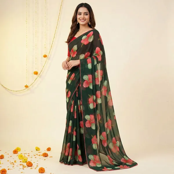 Blue_&_Red_Premium_Chiffon_Saree_With_Running_Blouse_For_Women