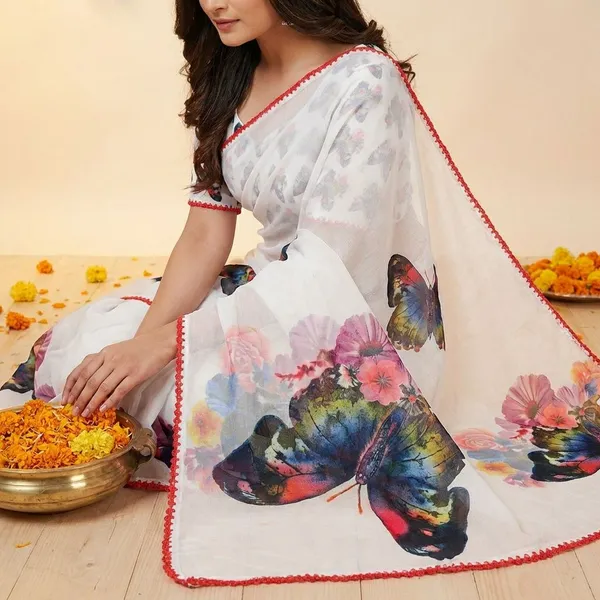 Multicolor_Premium_Chiffon_Saree_With_Running_Blouse_For_Women