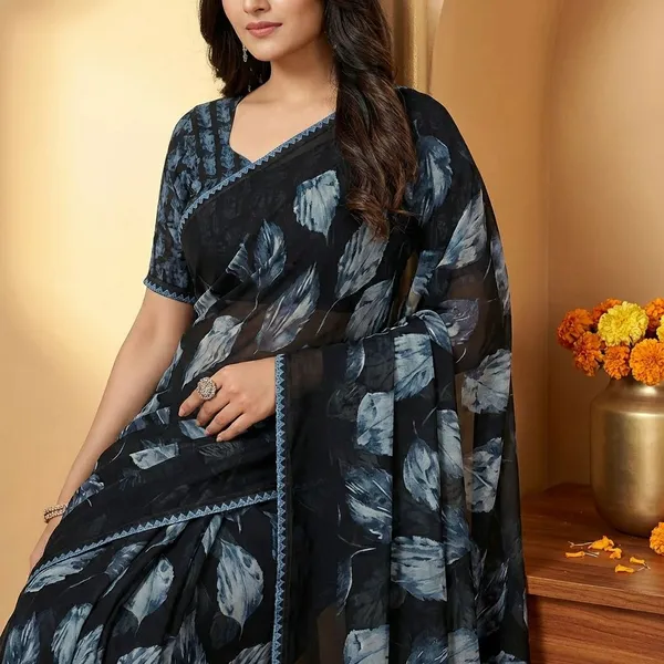Black_&_White_Premium_Chiffon_Saree_With_Running_Blouse_For_Women