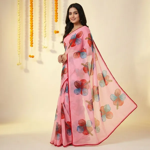 Pink_Premium_Chiffon_Saree_With_Running_Blouse_For_Women