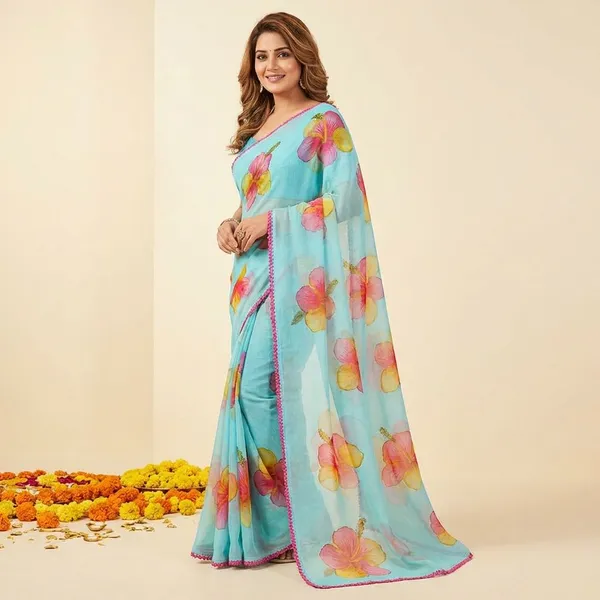 Blue_Premium_Chiffon_Saree_With_Running_Blouse_For_Women