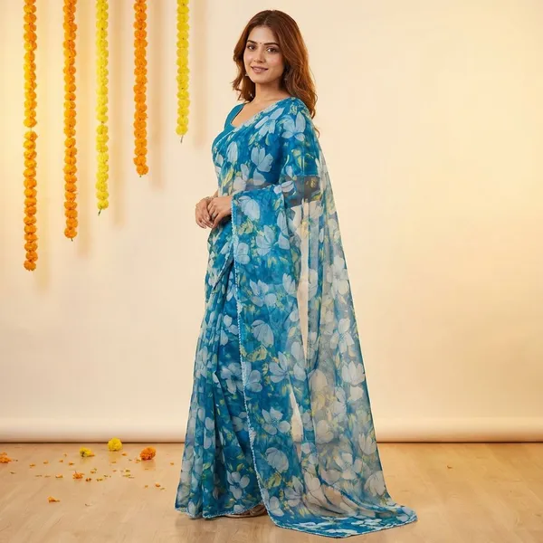 Blue_Premium_Chiffon_Saree_With_Running_Blouse_For_Women