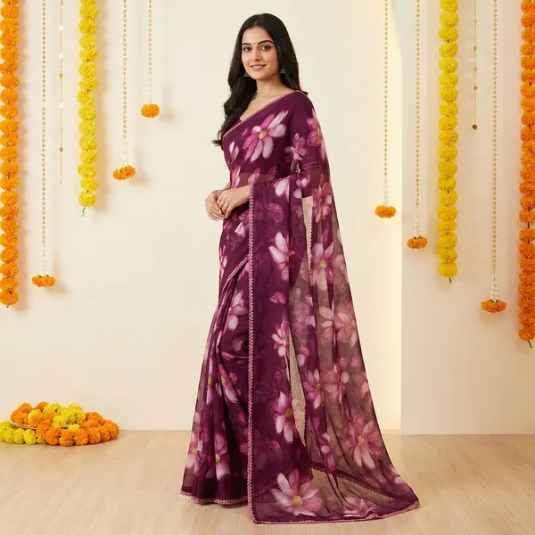 Maroon_Premium_Chiffon_Saree_With_Running_Blouse_For_Women