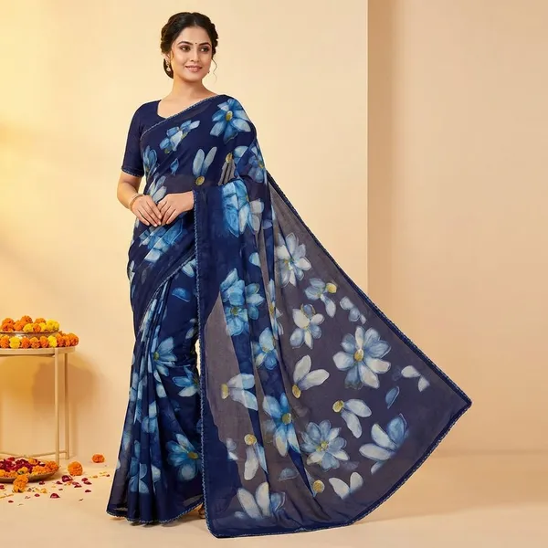 Blue_Premium_Chiffon_Saree_With_Running_Blouse_For_Women