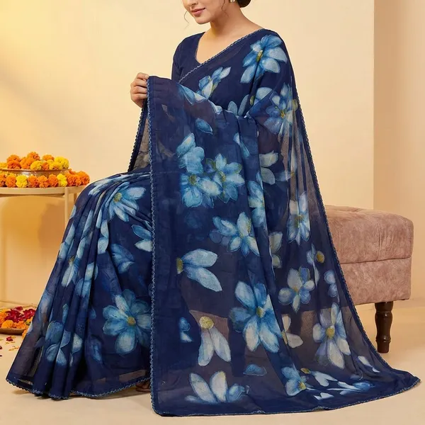 Blue_Premium_Chiffon_Saree_With_Running_Blouse_For_Women