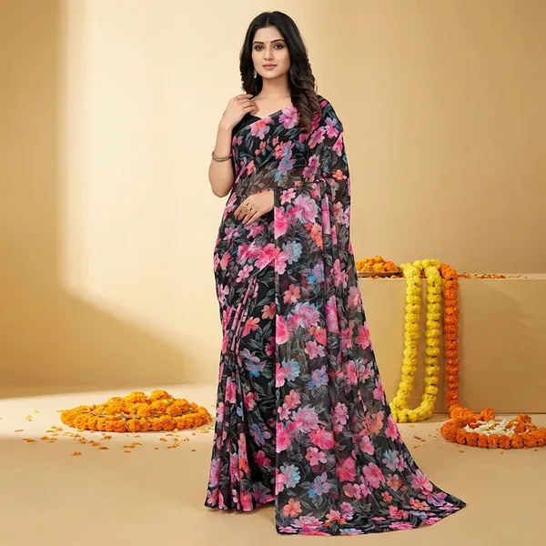 Multicolor_Premium_Chiffon_Saree_With_Running_Blouse_For_Women