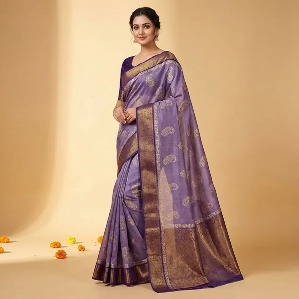 Purple_Premium_Dola_Silk_Saree_With_Running_Blouse_For_Women