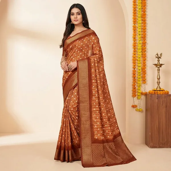 Maroon_Premium_Dola_Silk_Saree_With_Running_Blouse_For_Women