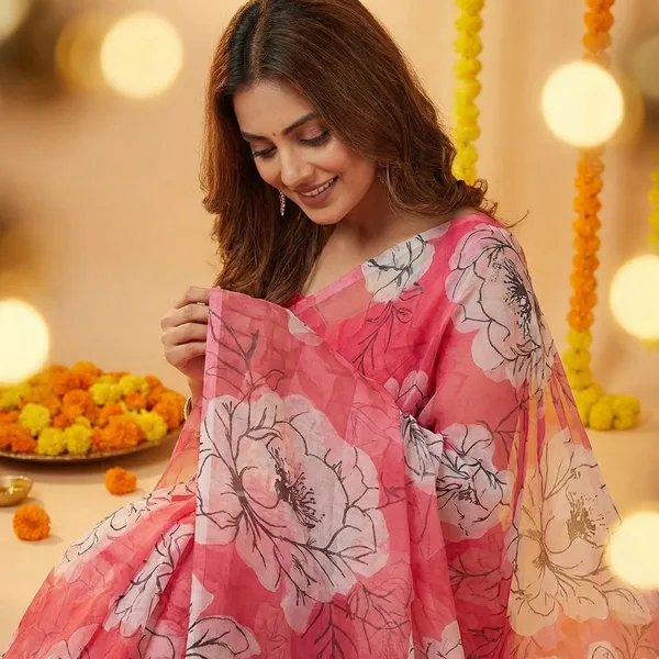 Pink_Premium_Chiffon_Saree_With_Running_Blouse_For_Women