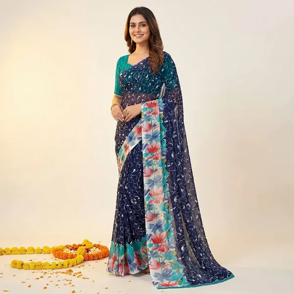 Blue_Premium_Chiffon_Saree_With_Running_Blouse_For_Women