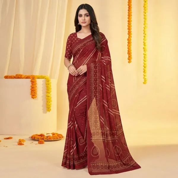 Maroon_Premium_Chiffon_Saree_With_Running_Blouse_For_Women