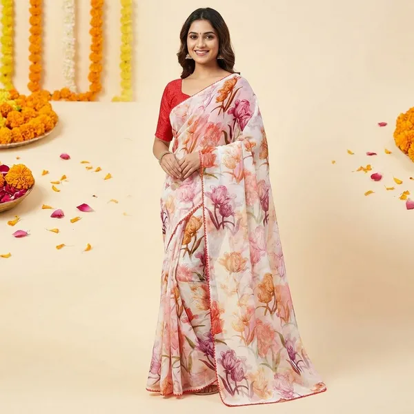 Multicolor_Premium_Chiffon_Saree_With_Running_Blouse_For_Women