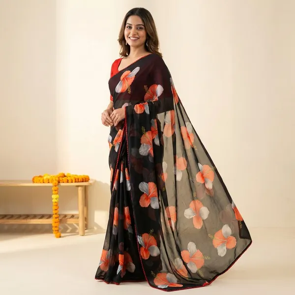 Black_Premium_Chiffon_Saree_With_Running_Blouse_For_Women