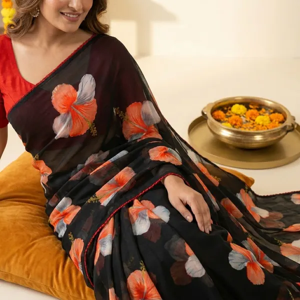 Black_Premium_Chiffon_Saree_With_Running_Blouse_For_Women