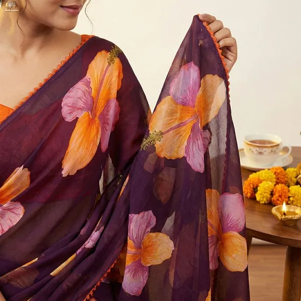 Maroon_&_Yellow_Premium_Chiffon_Saree_With_Running_Blouse_For_Women