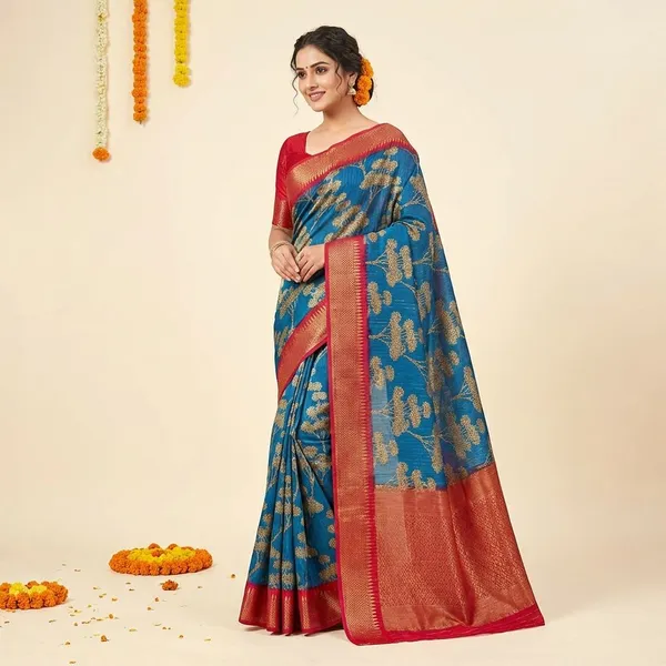 Blue_&_Maroon_Premium_Dola_Silk_Saree_With_Running_Blouse_For_Women