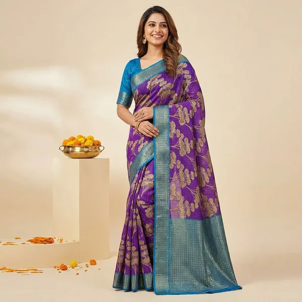 Blue_Premium_Dola_Silk_Saree_With_Running_Blouse_For_Women