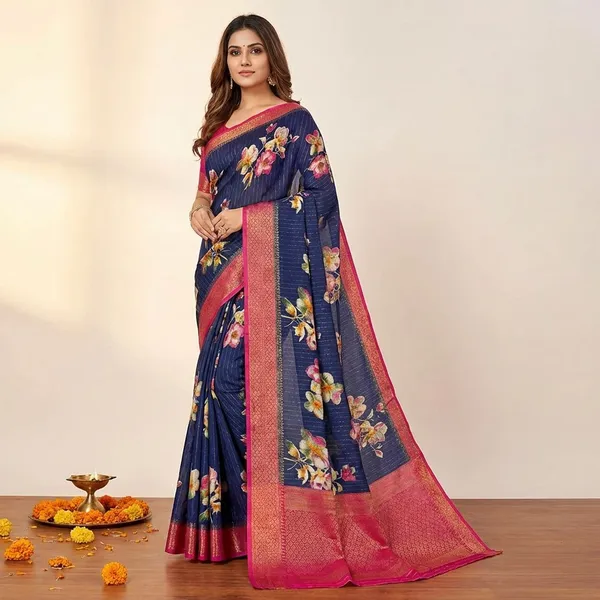 Blue_Premium_Dola_Silk_Saree_With_Running_Blouse_For_Women
