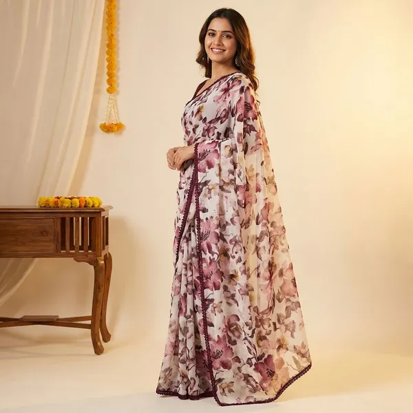 Off_White_&_Pink_Premium_Chiffon_Saree_With_Running_Blouse_For_Women