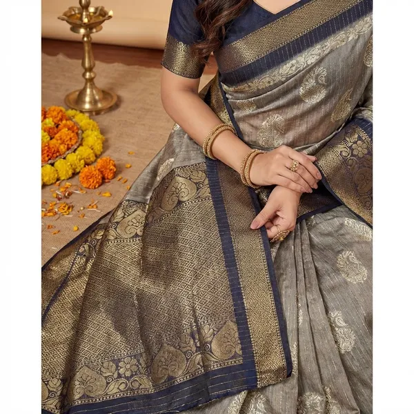 Grey_&_Black_Premium_Dola_Silk_Saree_With_Running_Blouse_For_Women