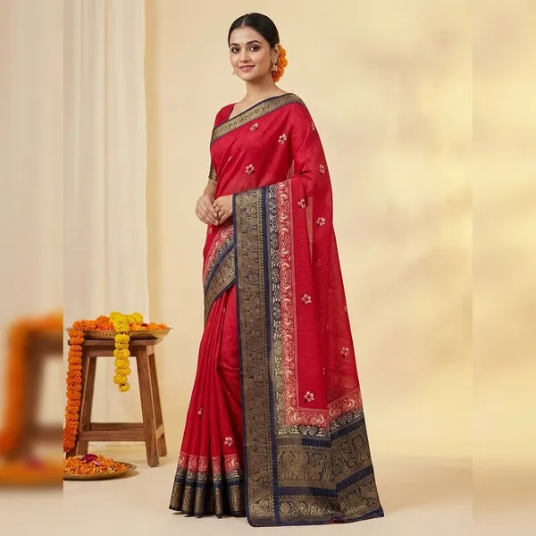 Maroon_Premium_Dola_Silk_Saree_With_Running_Blouse_For_Women