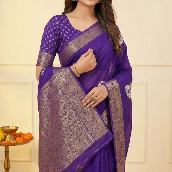 Blue_Premium_Moss_Crepe_With_Jacquard_Border_Saree_With_Running_Blouse_For_Women